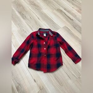 OshKosh B'gosh Red and Navy Plaid Button Down Shirt